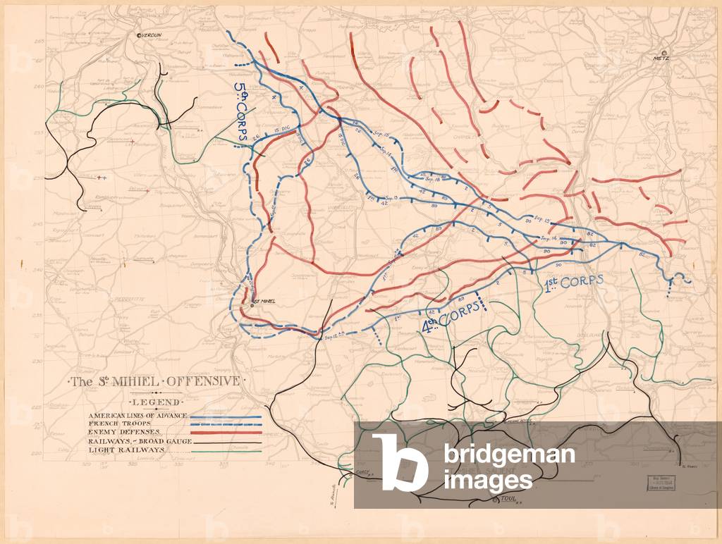 The St. Mihiel offensive, 1918 (pen & ink on photocopy)