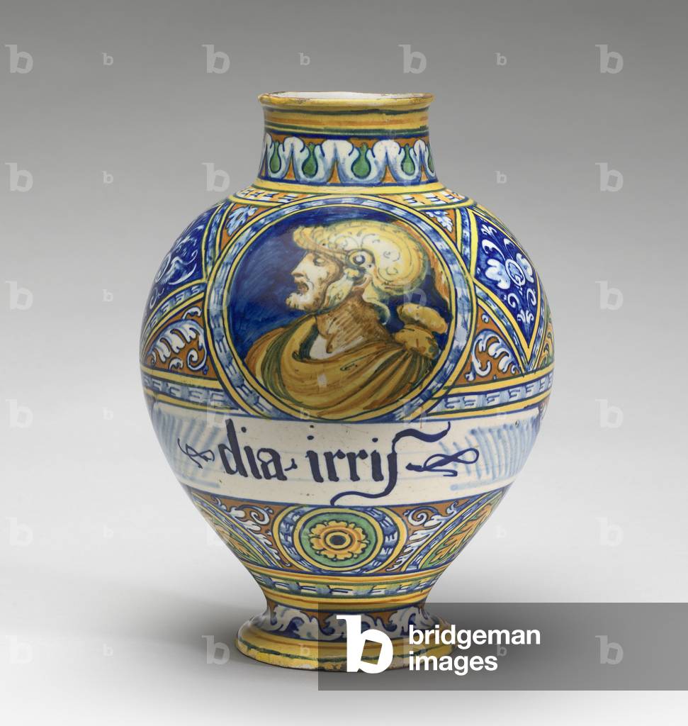 Drug Jar with the head of a warrior, c.1540-50 (maiolica)