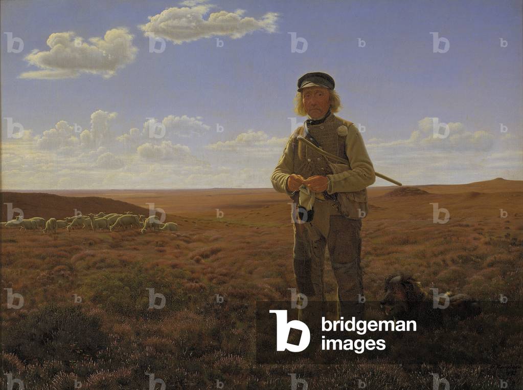 A Jutland Shepherd on the Moors, 1855 (oil on canvas)
