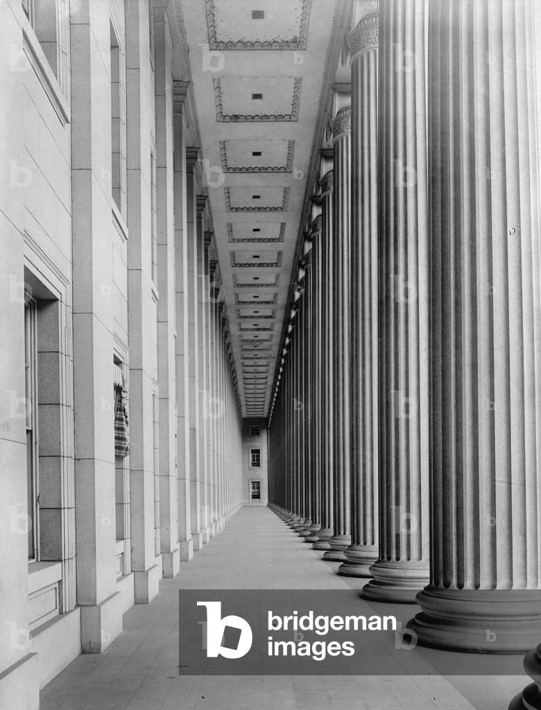 East Portico Colonnades, Treasury Building, Washington DC, 1914 (b/w photo)