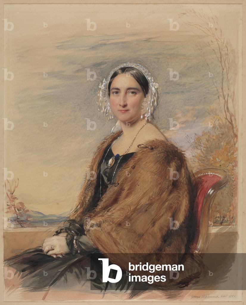 Ritratto di donna, 1851 (c/c con gouache e grafite)