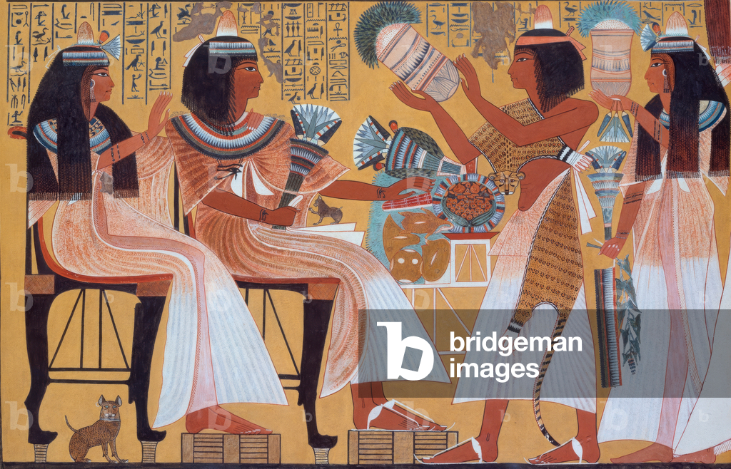 Ipuy and Wife Receive Offerings from Their Children, c.1279–1213 BC (tempera on paper)