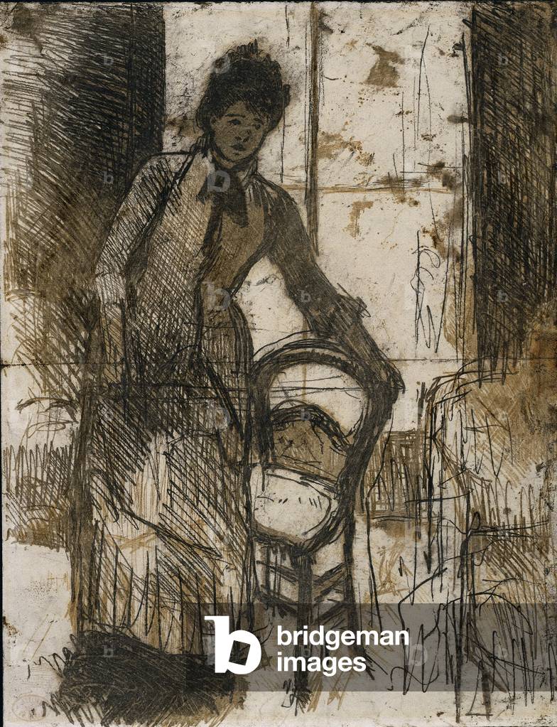 Immagine di Incisione "Il visitatore (verso)" di Mary Stevenson Cassatt, b/w
