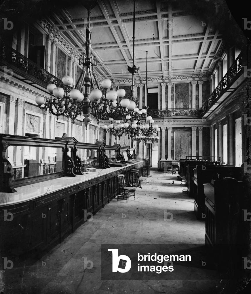 Treasury Department in Lincoln's time (cash room - behind the desks), 1861-65 (b/w photo)