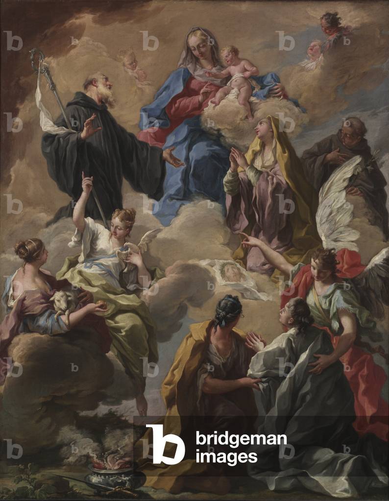 Image of Painting depicting Saints Presenting a Devout Woman to the Virgin and Child 1701 by Giovanni Battista