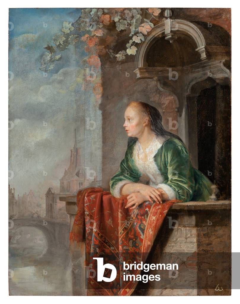 Young Lady on a Balcony, c.1664 (oil on wood)