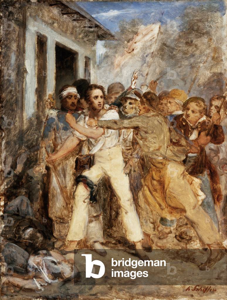 Study for a Battle Scene: A man being arrested, c.1830 (oil on canvas)
