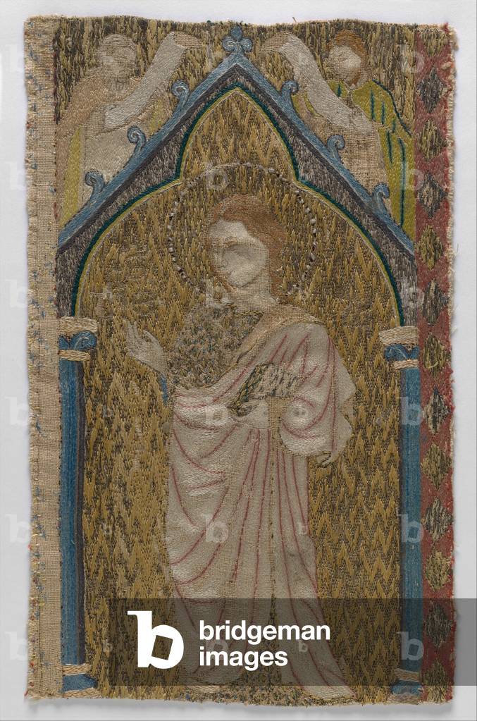 Fragment of an orphrey (linen, silk & gold thread)