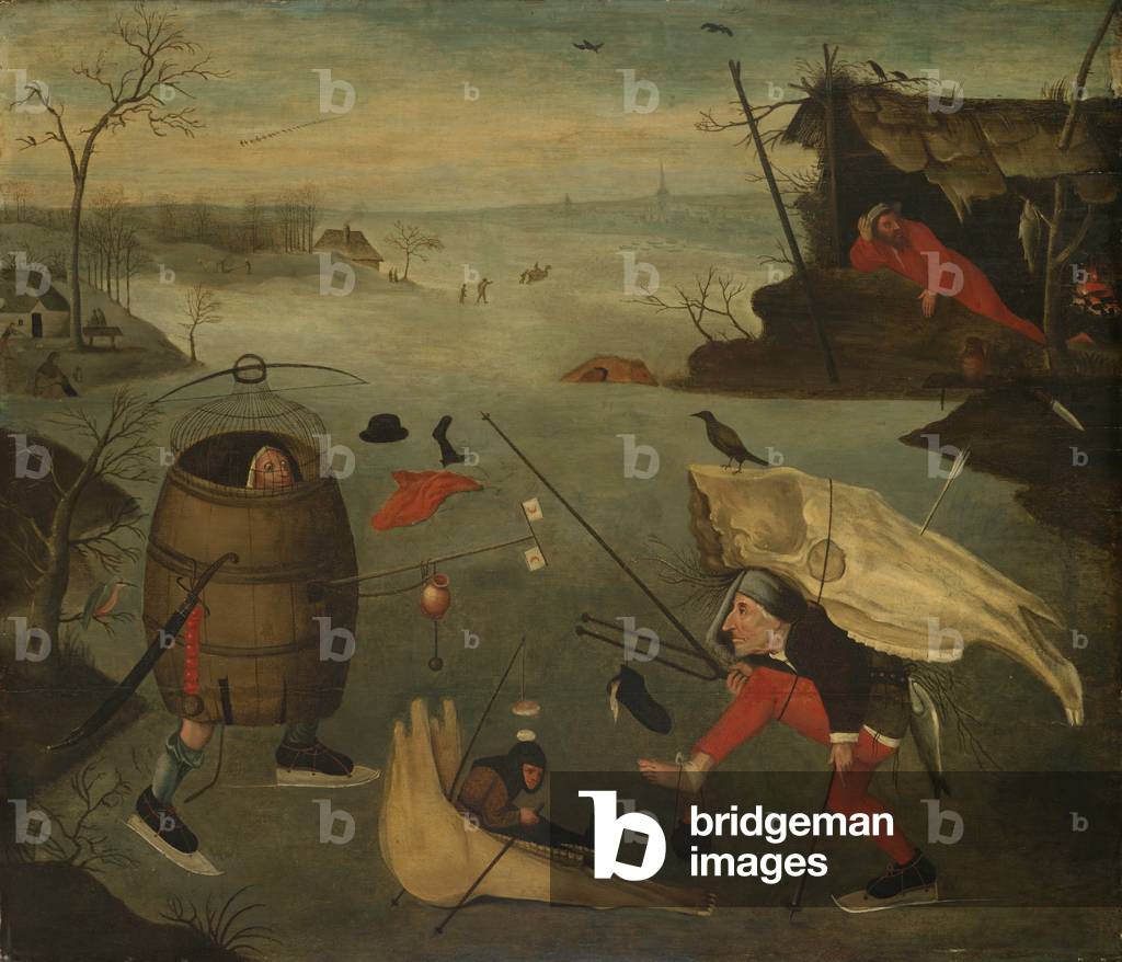 Grotesque Duel on the Ice, c.1560 (oil on panel)
