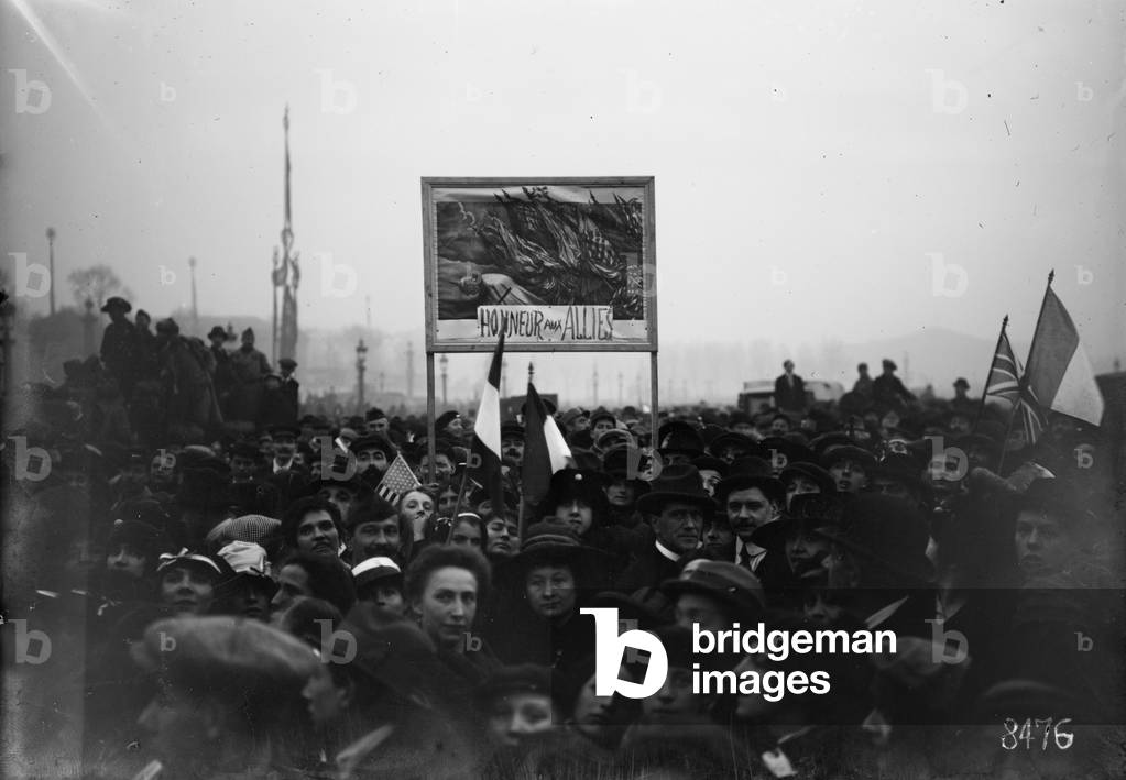 Armistice Day in Paris, 1918 (b/w photo)