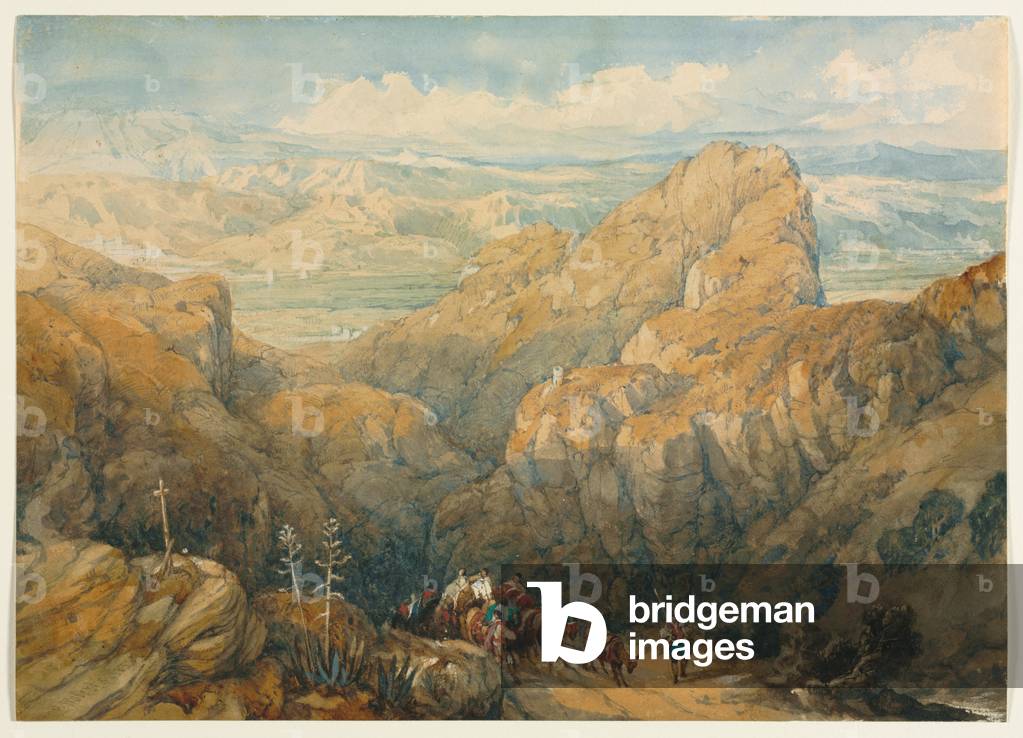 Bild von Zeichnung "Abstieg in die Ebene von Granada" 1834 von David Roberts