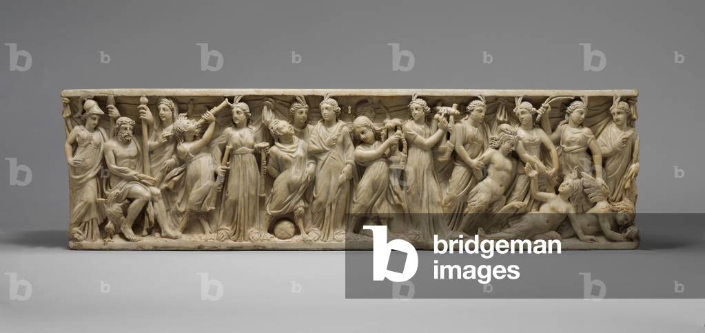 Sarcophagus with the contest between the Muses and the Sirens, late 3rd century (marble)