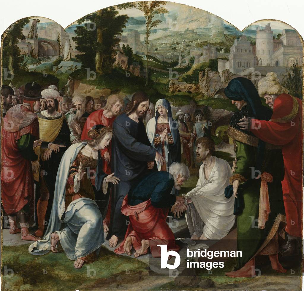The Raising of Lazarus, centre panel of the triptych, c.1530 (oil on panel)