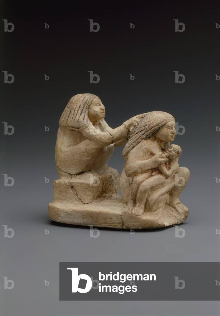 Group of two women and a child, c.1981–1500 BC (Limestone, paint)
