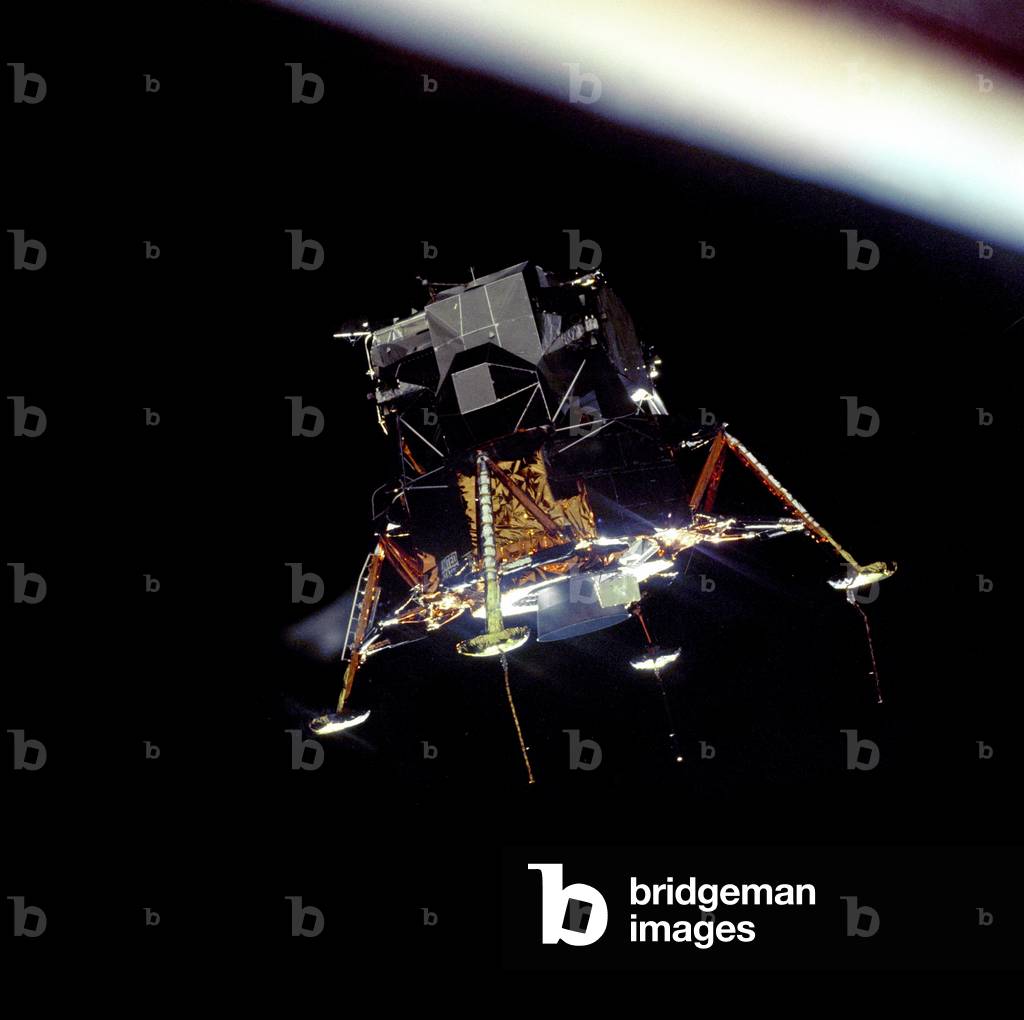 The Apollo 11 Lunar Module Eagle prepares to land, 1969 (photo)