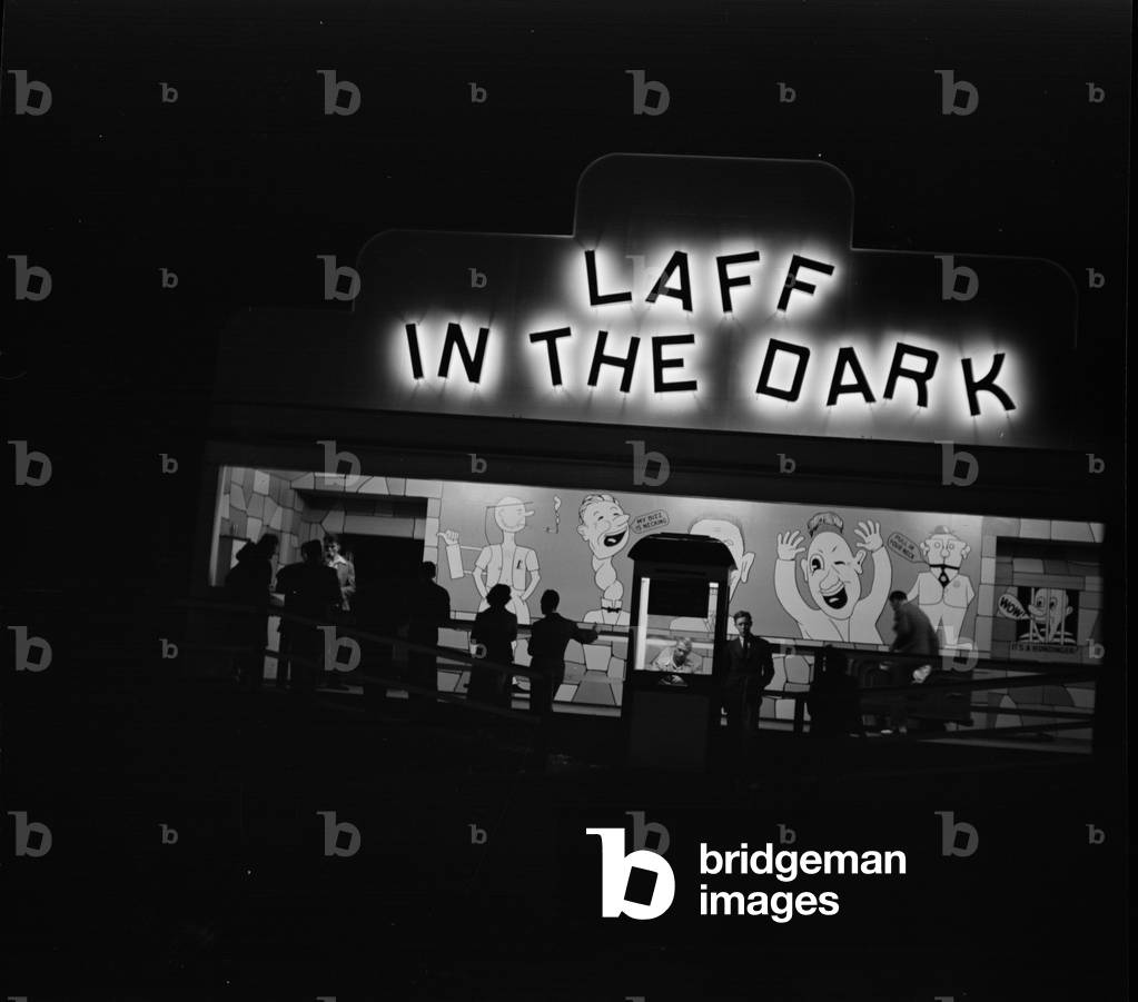 Amusement Park at Night, Southington, Connecticut, 1942 (b/w photo)