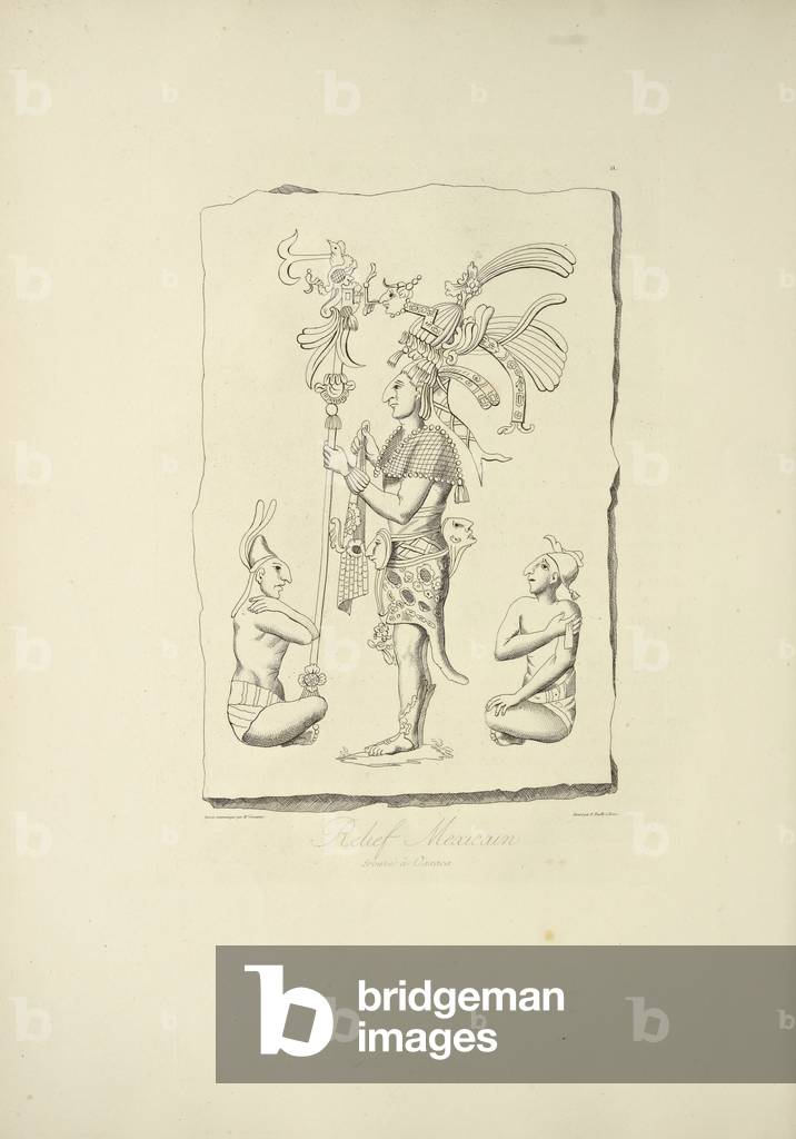 Mexican Relief Found at Oaxaca, illustration from 'Vues des Cordillères et Monumens des Peuples Indigènes de l'Amérique' by Alexander von Humboldt and Aime Bonpland, 1813 (engraving)