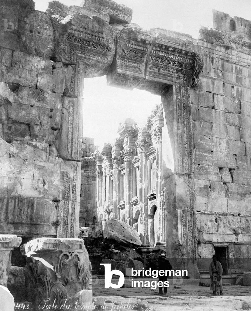 Ruins of Temple, Baalbek, Lebanon, by Felix Bonfils, 1880 (b/w photo)