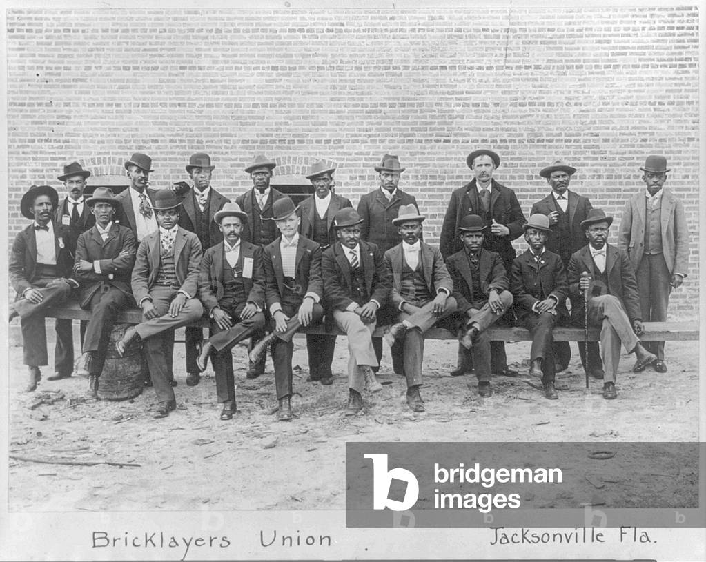 Group Portrait of African American Bricklayers Union, Jacksonville, Florida, c.1899 (b/w photo)