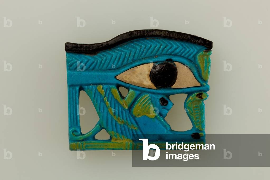 Wedjat Eye amulet (faience and aragonite)