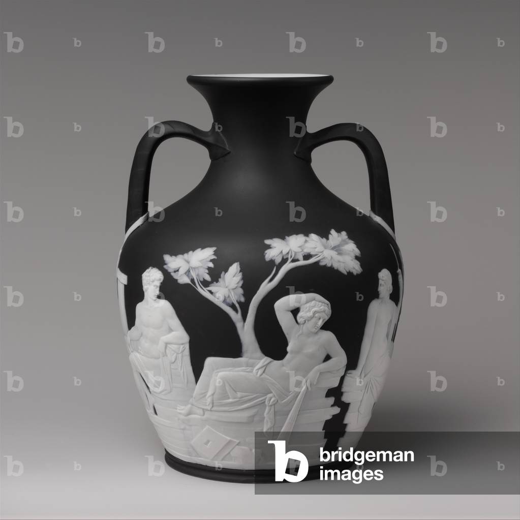 Portland vase, c.1840-60 (basalt ware with white relief)