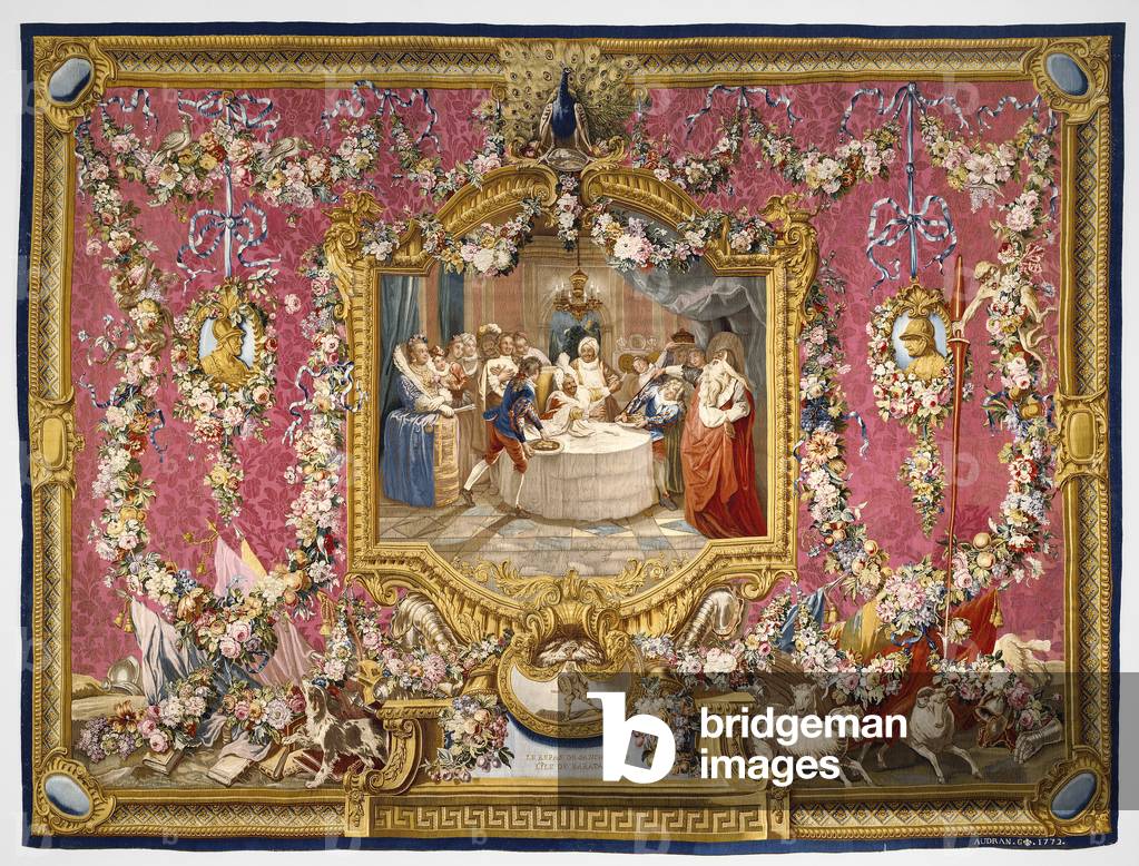 Sancho's meal on the island of Barataria, 1770-72 (silk and wool)