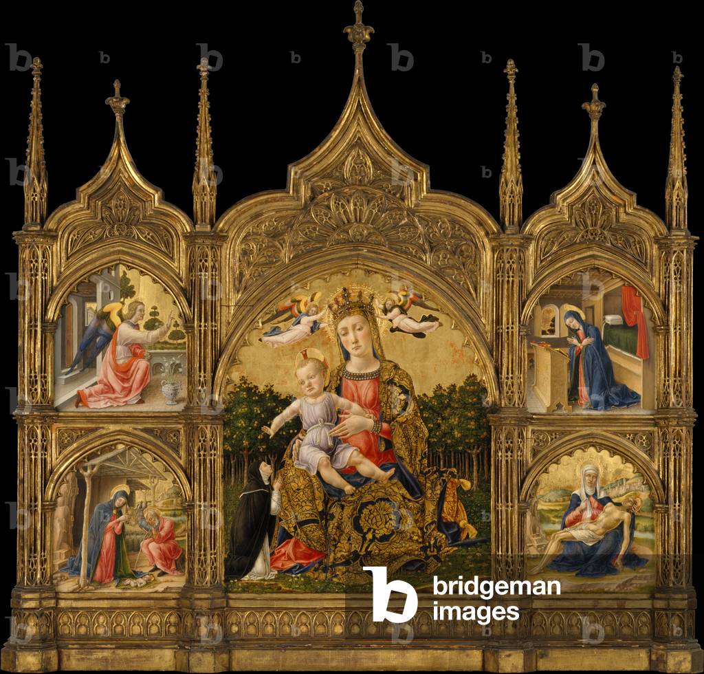 The Madonna of Humility, the Annunciation, the Nativity, and the Pietà, c.1465 (tempera and gold on wood)
