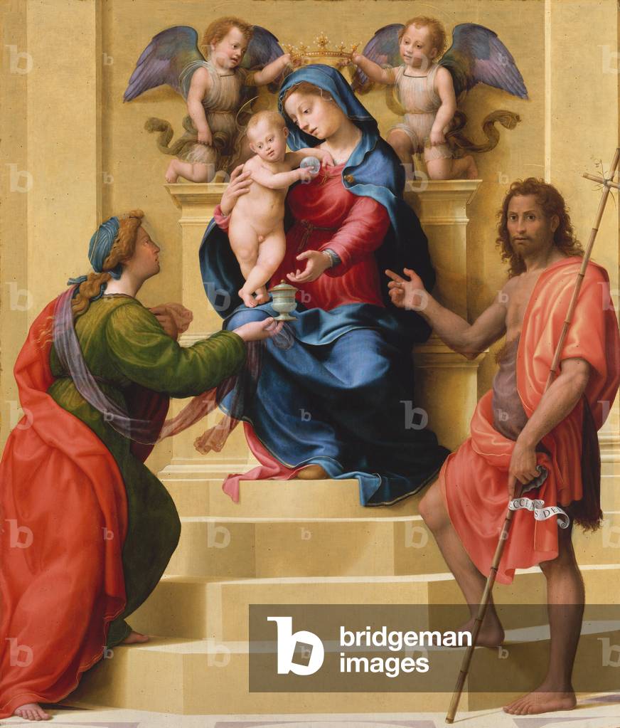 Madonna and Child Enthroned with Saints Mary Magdalen and John the Baptist, c.1523 (oil on wood)