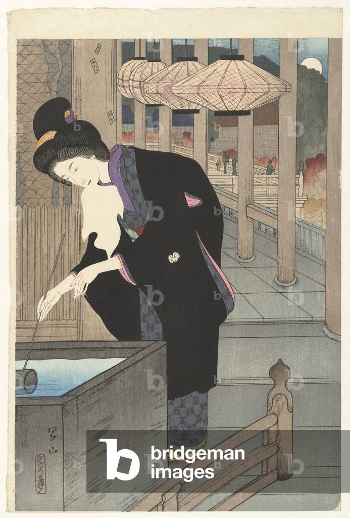 A visit to the Kiyomizu temple, 1925 (woodblock print)