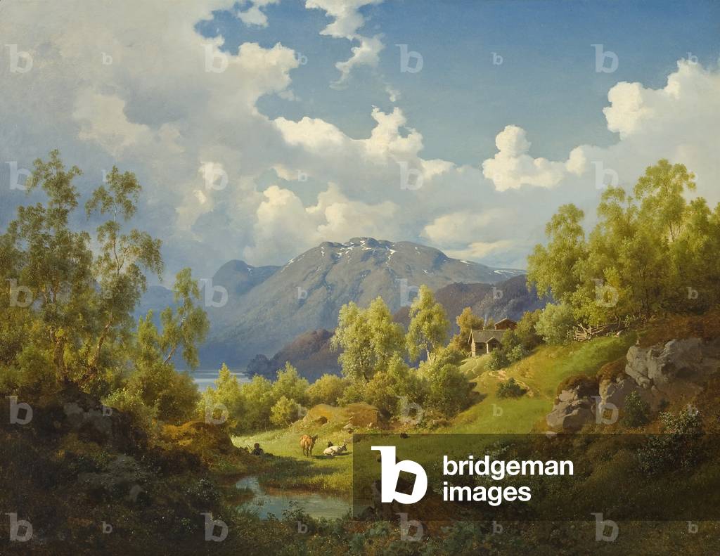Landscape, Motif from the Numme Valley in Norway, 1850 (oil on canvas)