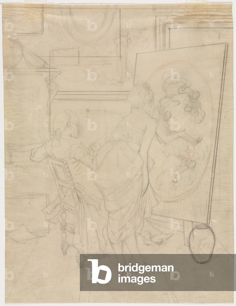 Bild von Zeichnung "Cartoon für The Opinion of the Model" 1801 von Charles Bargue
