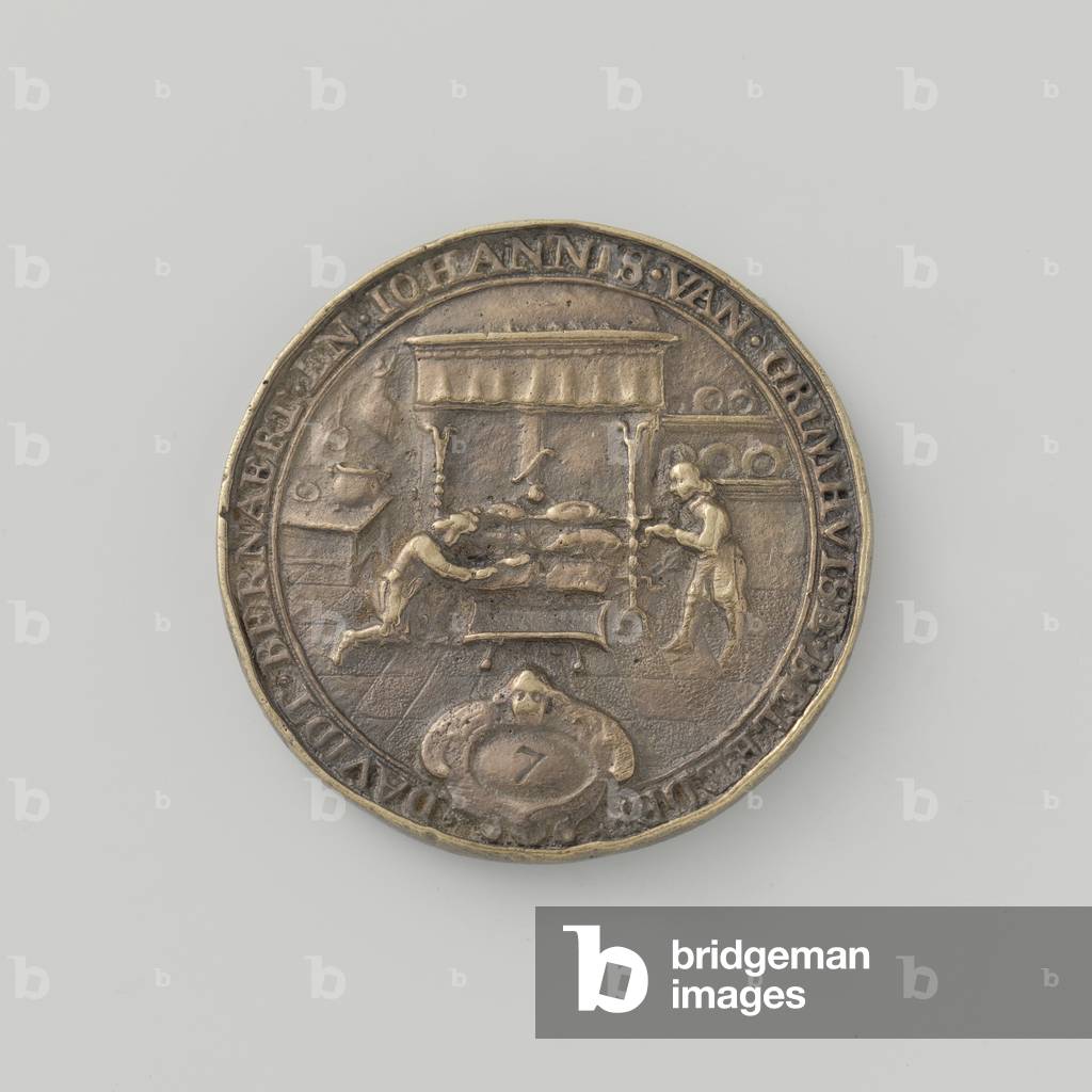 Pastymakers' Guild of Middelburg attendance token, 1653 (brass)
