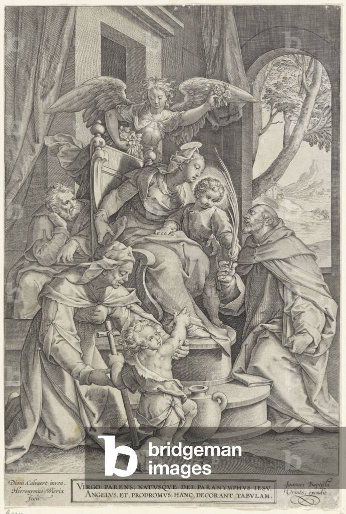Holy Family with Elizabeth and John the Baptist, after Denys Calvaert, 1563 - before 1611 (engraving)