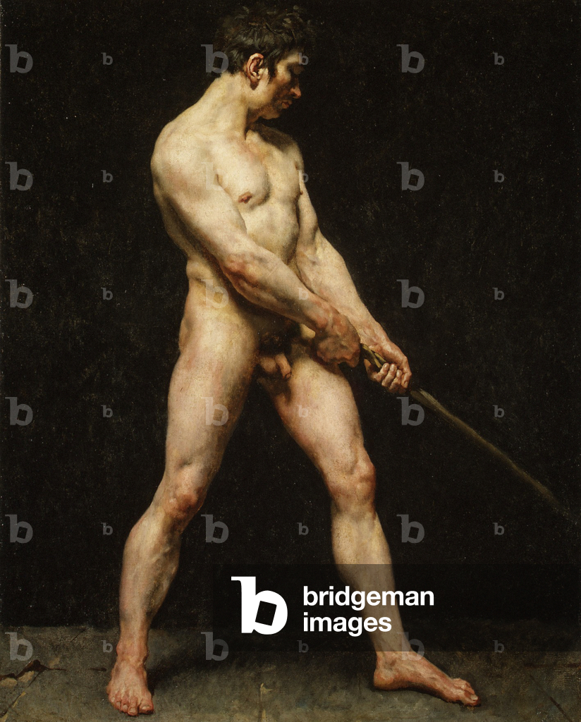 Study of a nude man, c.1810-20 (oil on canvas)