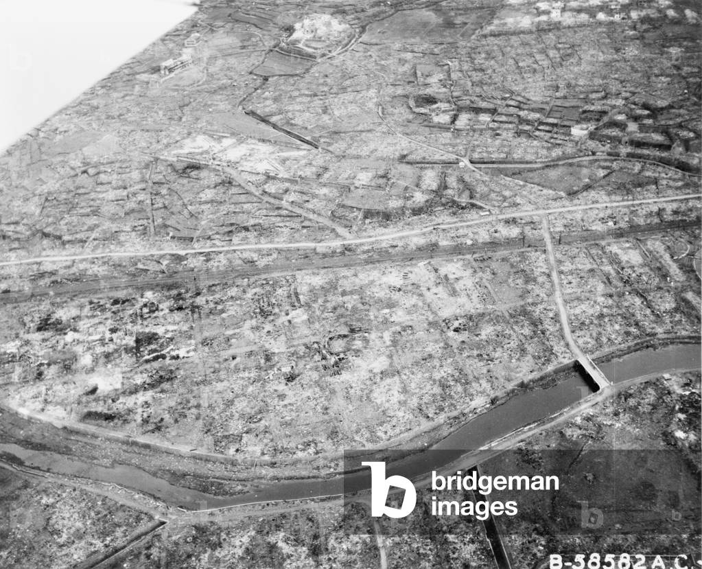 Nagasaki after atomic bombing, 1945 (b/w photo)