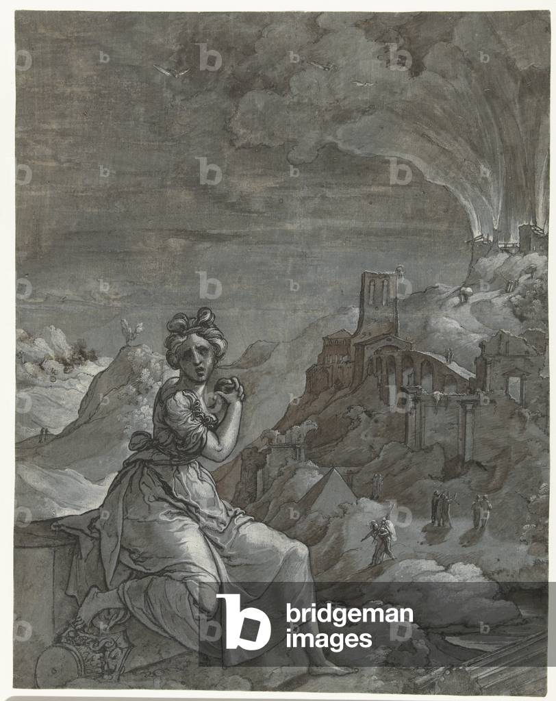 Cassandra mourns the downfall of Troy, 1550-55 (ink on paper)
