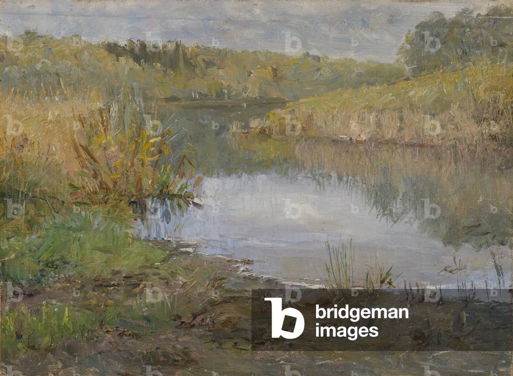A river in France (oil on canvas mounted on cardboard)