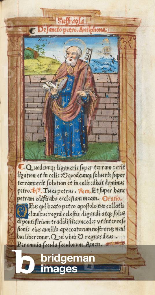 Printed Book of Hours (Use of Rome):  fol. 99r, St. Peter, 1510 (112 Printed folios on parchment, bound)