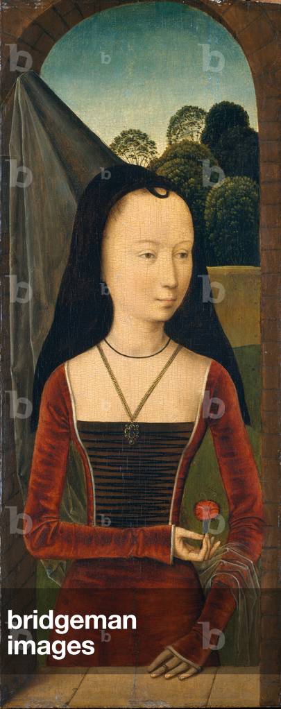 Young Woman with a Pink, c.1485-90 (oil on wood)