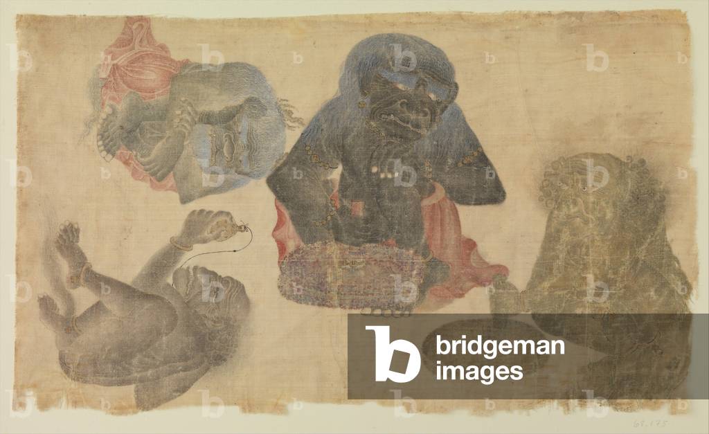 Four Captive Demons, 1470-1500 (w/c and gold on silk)