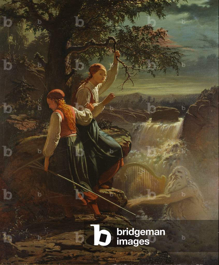 Two Peasant Girls Listening to the Playing of the Water-Sprite, 1860 (oil on canvas)