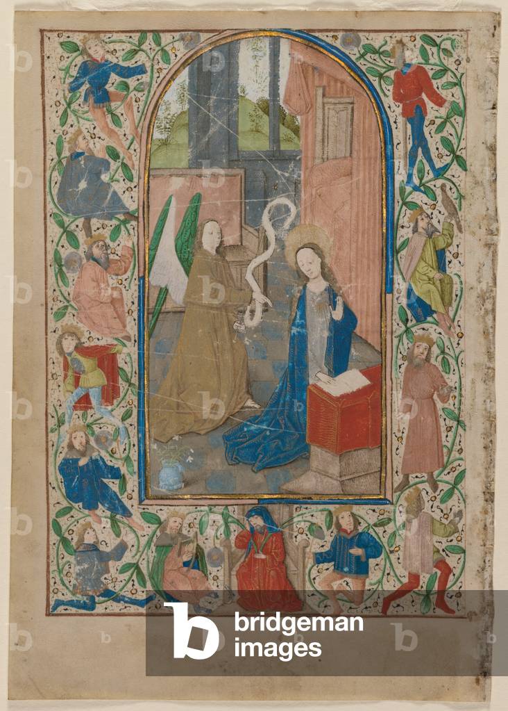 Immagine di Manoscritto "Leaf from a Book of Hours: The Annunciation" 1470 di Flemish School