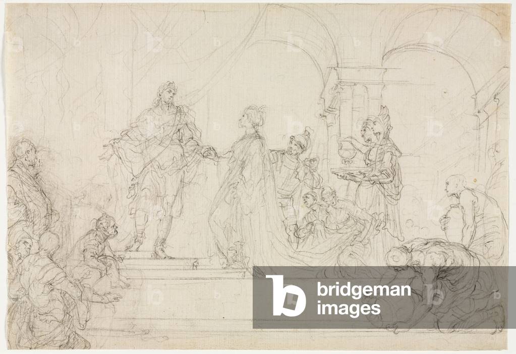 Bild von Zeichnung "Treffen von Salomon und der Königin von Saba" 1701 von Francesco Solimena
