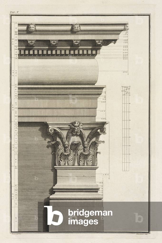 Base, Capital and Entablature of the Pilaster, 1753 (engraving)