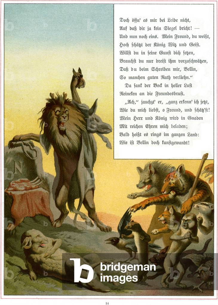 Reynard the Fox, or 'Reineke Fuchs', 1881 (colour litho)