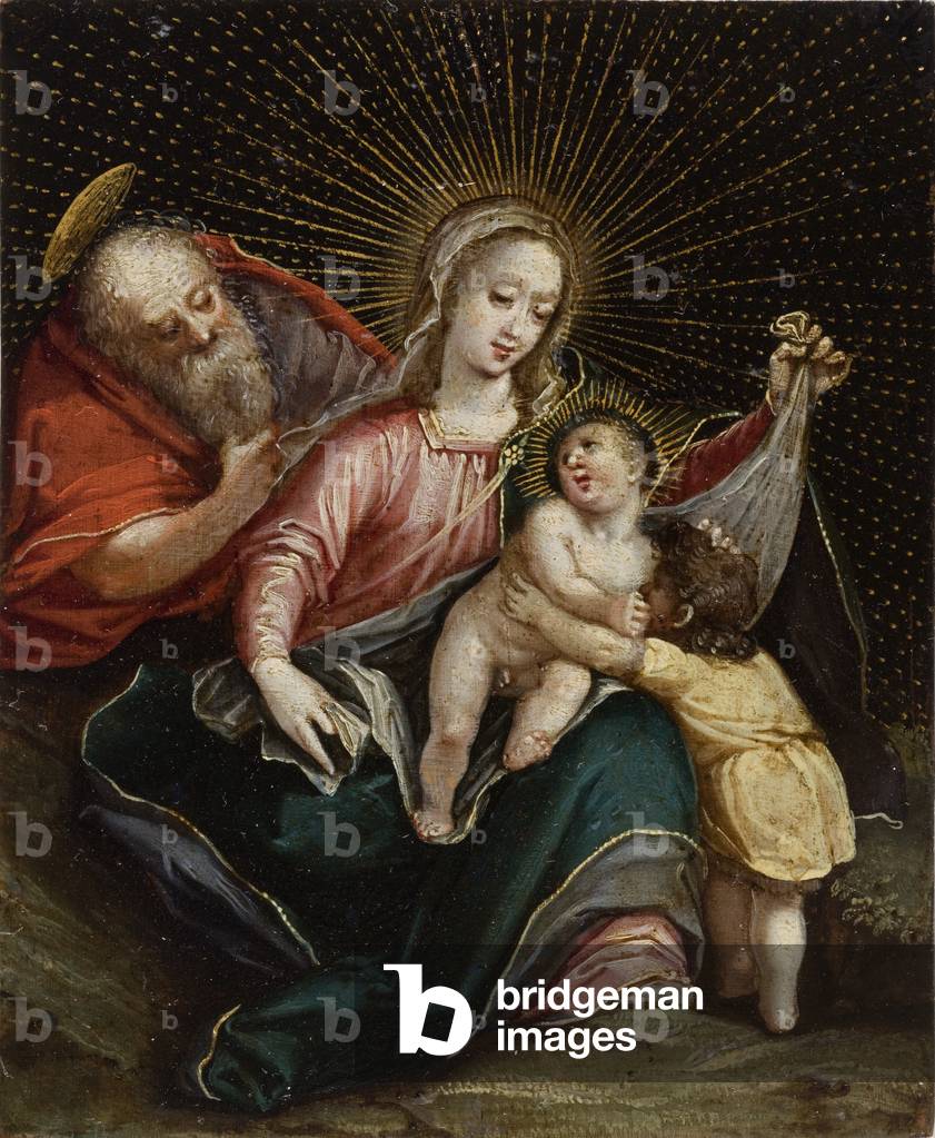 The Holy Family with Saint John the Baptist,18th century (oil with gold on copper)
