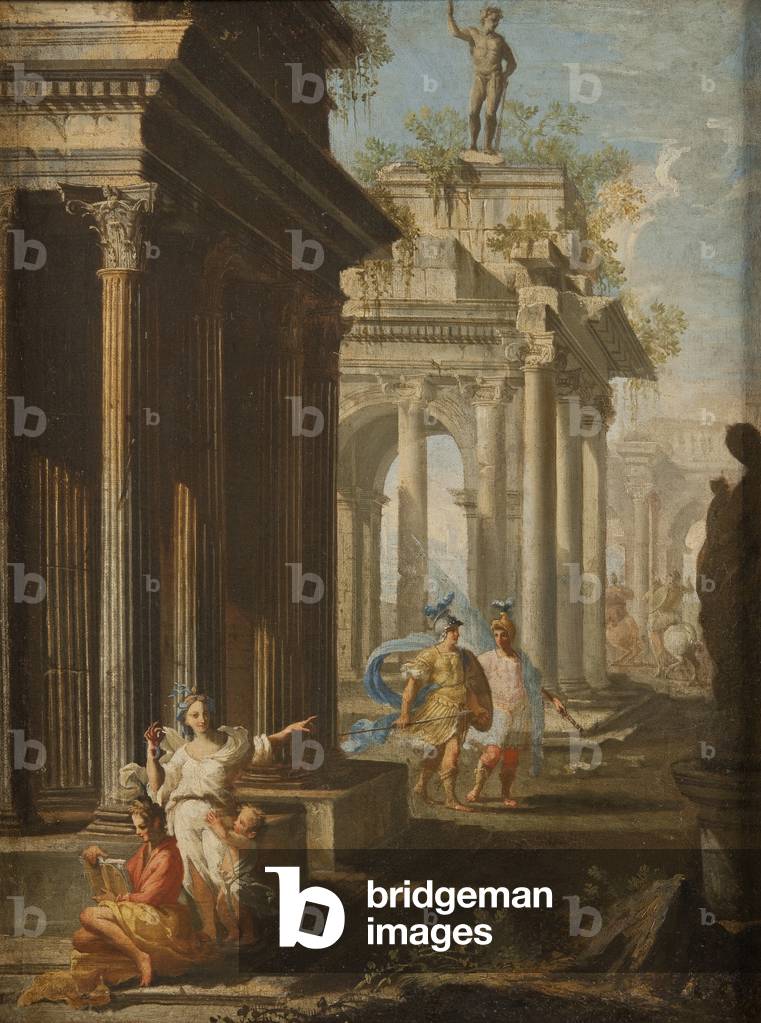 Girl Reading at Corinthian Temple, c.1710 (oil on canvas)