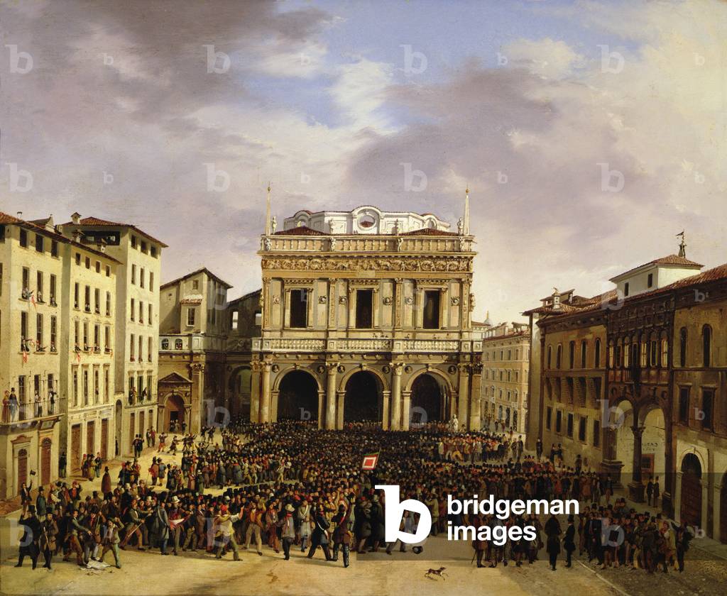 Immagine di Dipinto "Il Popolo di Brescia si radunò in Piazza della Loggia il 23 marzo 1849 (olio su tela)", 1
