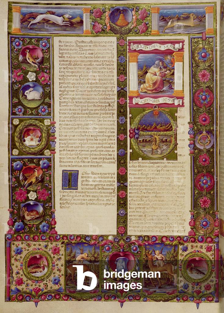 Fol. End of the Book of Moses, Beginning of the Book of Joshua, from the Borso d'Este Bible. Vol 2 (vellum)