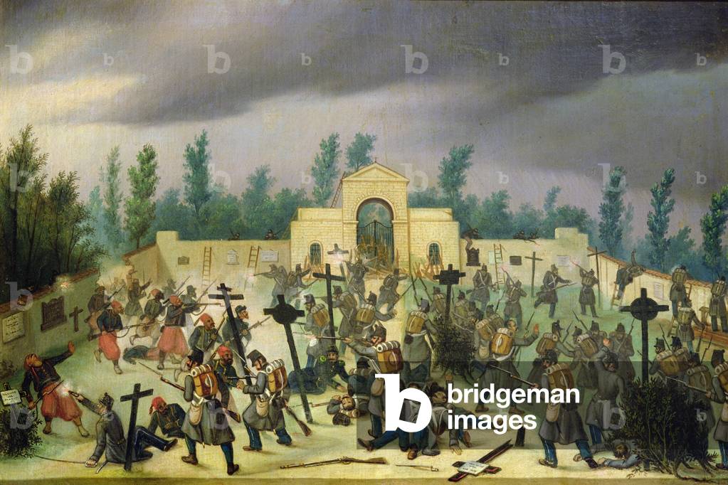Scene from the Battle of Solferino: Fighting in the Cemetery (oil on canvas)